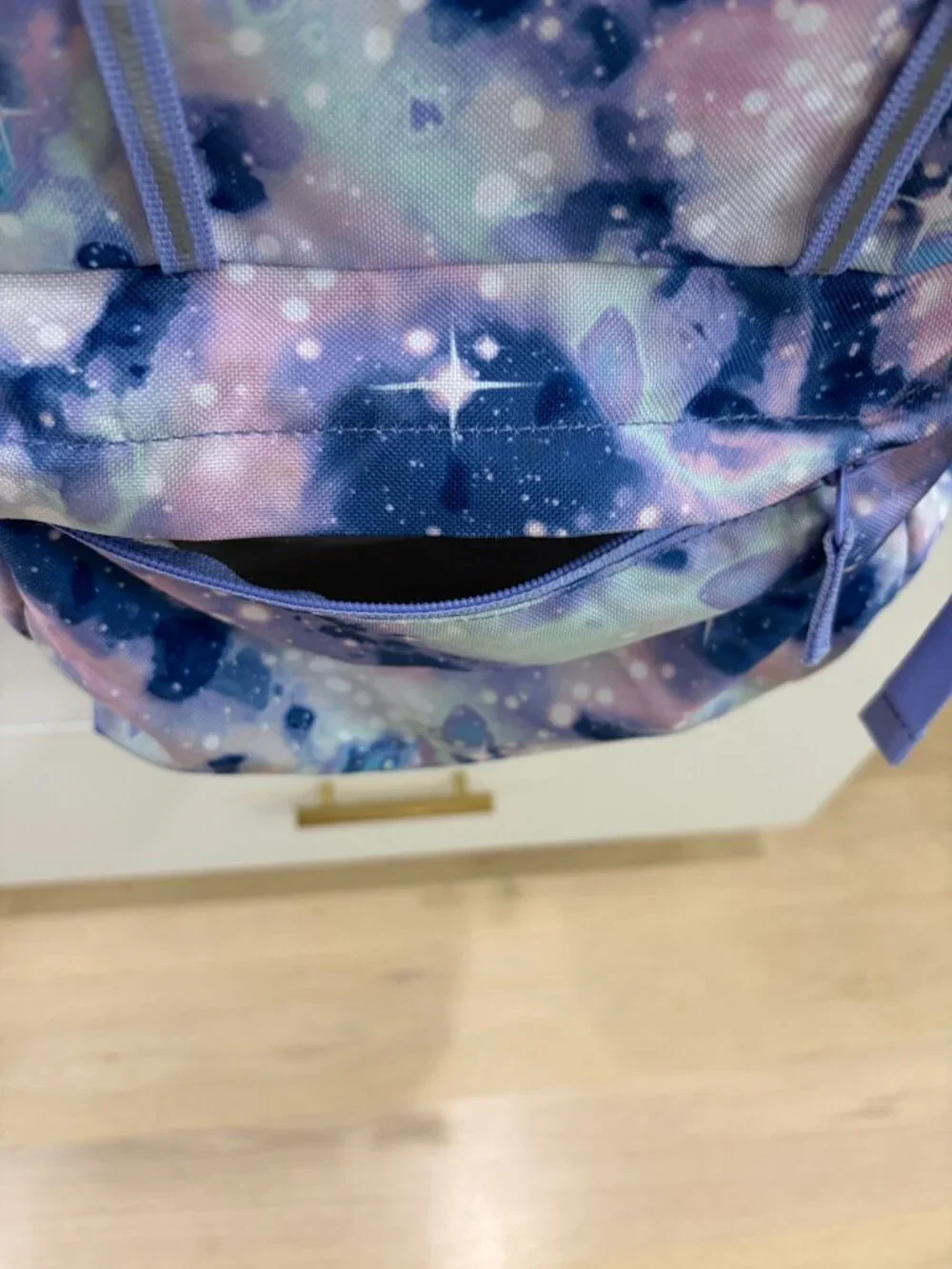 Lands' End Classmate XL Backpack & Insulated Lunchbox Lavender Galaxy EUC